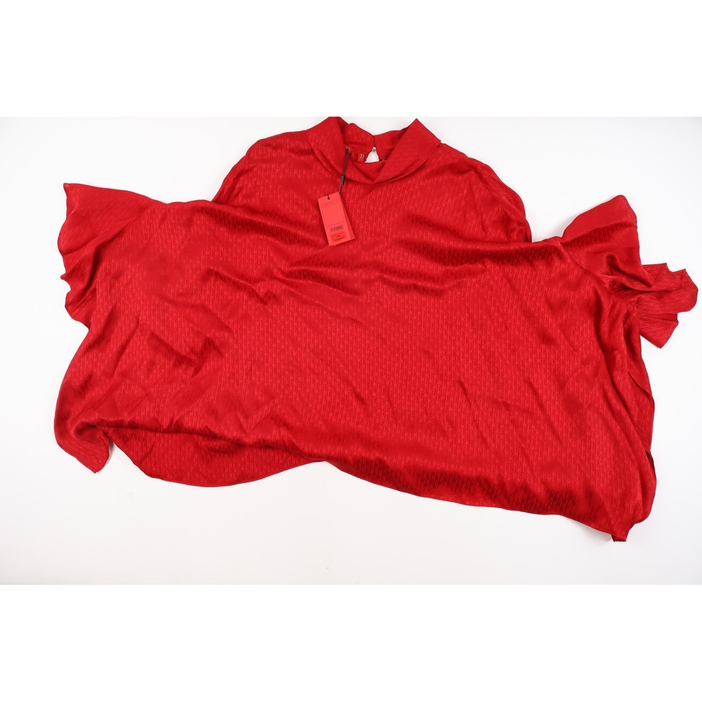 Carolina Herrera Blouse Monogram Jacquard Red Large NWT 650